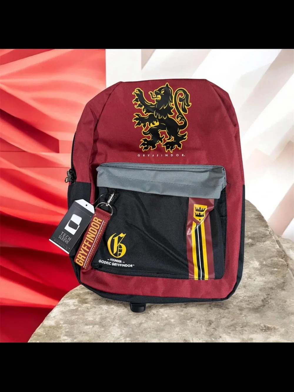 Bioworld Gryffindor Red, Black & Gray Backpack with Crest Accent